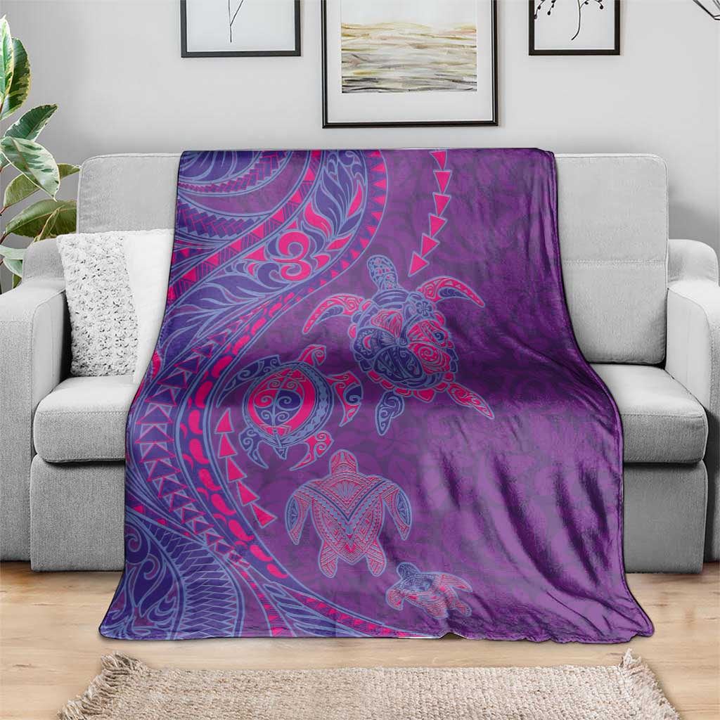 Hawaiian Turtles and Polynesian Art Tattoo Blanket Dusky Violet LT03 - Polynesian Pride