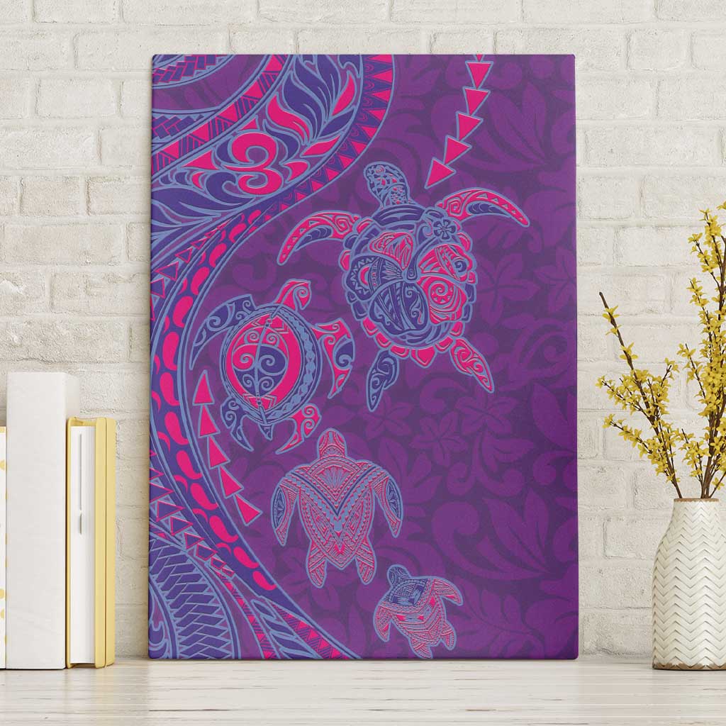 Hawaiian Turtles and Polynesian Art Tattoo Canvas Wall Art Dusky Violet LT03 Without Frame Purple - Polynesian Pride