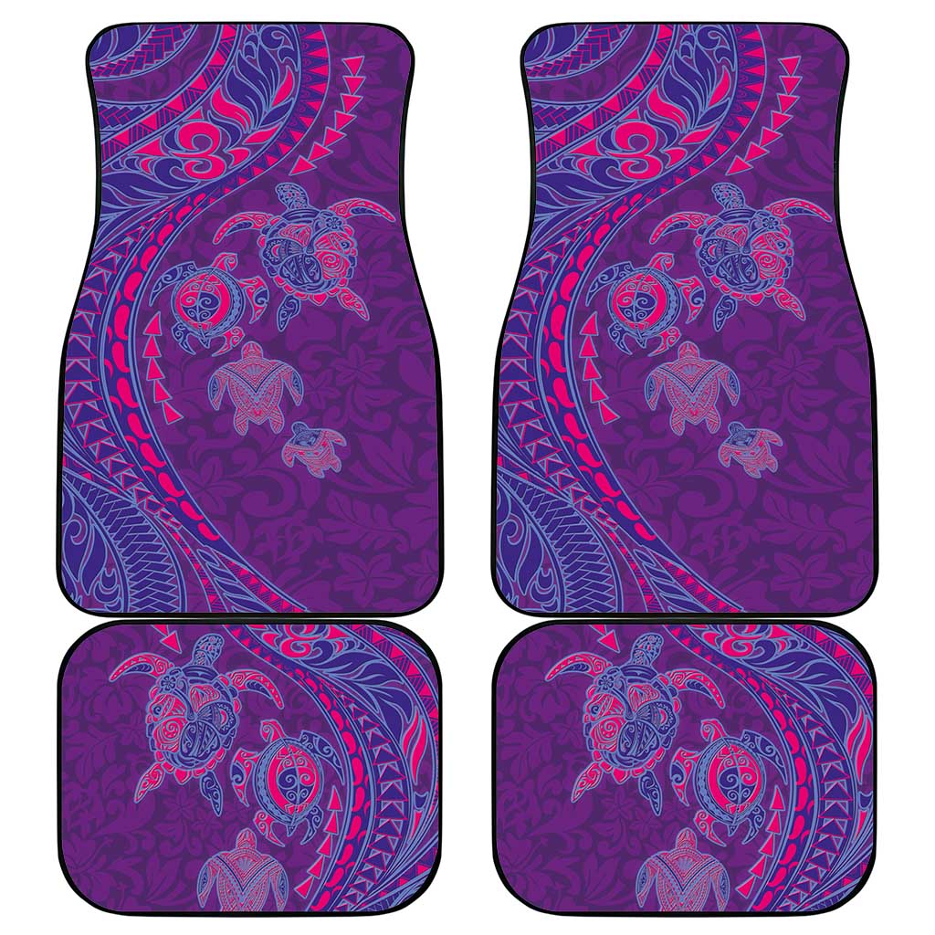 Hawaiian Turtles and Polynesian Art Tattoo Car Mats Dusky Violet