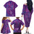 Hawaiian Turtles and Polynesian Art Tattoo Family Matching Off The Shoulder Long Sleeve Dress and Hawaiian Shirt Dusky Violet