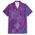Hawaiian Turtles and Polynesian Art Tattoo Family Matching Off The Shoulder Long Sleeve Dress and Hawaiian Shirt Dusky Violet