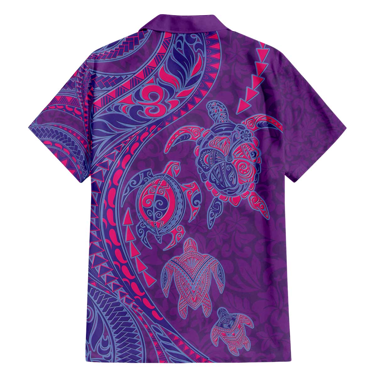 Hawaiian Turtles and Polynesian Art Tattoo Family Matching Off The Shoulder Long Sleeve Dress and Hawaiian Shirt Dusky Violet