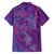 Hawaiian Turtles and Polynesian Art Tattoo Family Matching Off The Shoulder Long Sleeve Dress and Hawaiian Shirt Dusky Violet