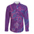 Hawaiian Turtles and Polynesian Art Tattoo Family Matching Off The Shoulder Long Sleeve Dress and Hawaiian Shirt Dusky Violet