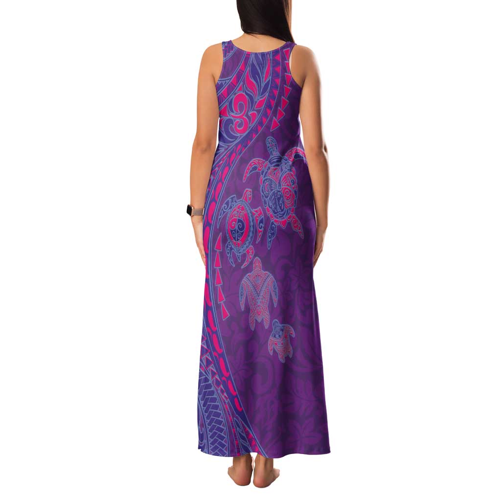 Hawaiian Turtles and Polynesian Art Tattoo Family Matching Tank Maxi Dress and Hawaiian Shirt Dusky Violet