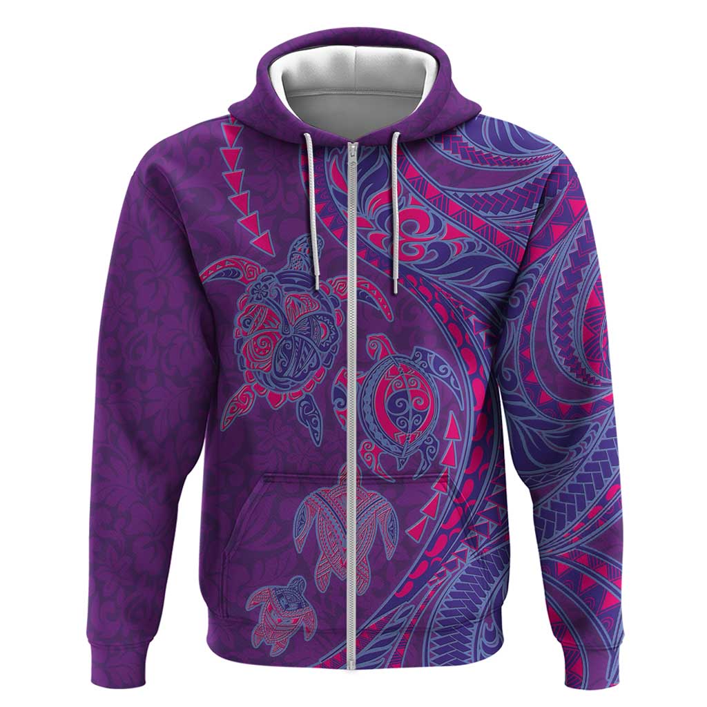 Hawaiian Turtles and Polynesian Art Tattoo Hoodie Dusky Violet
