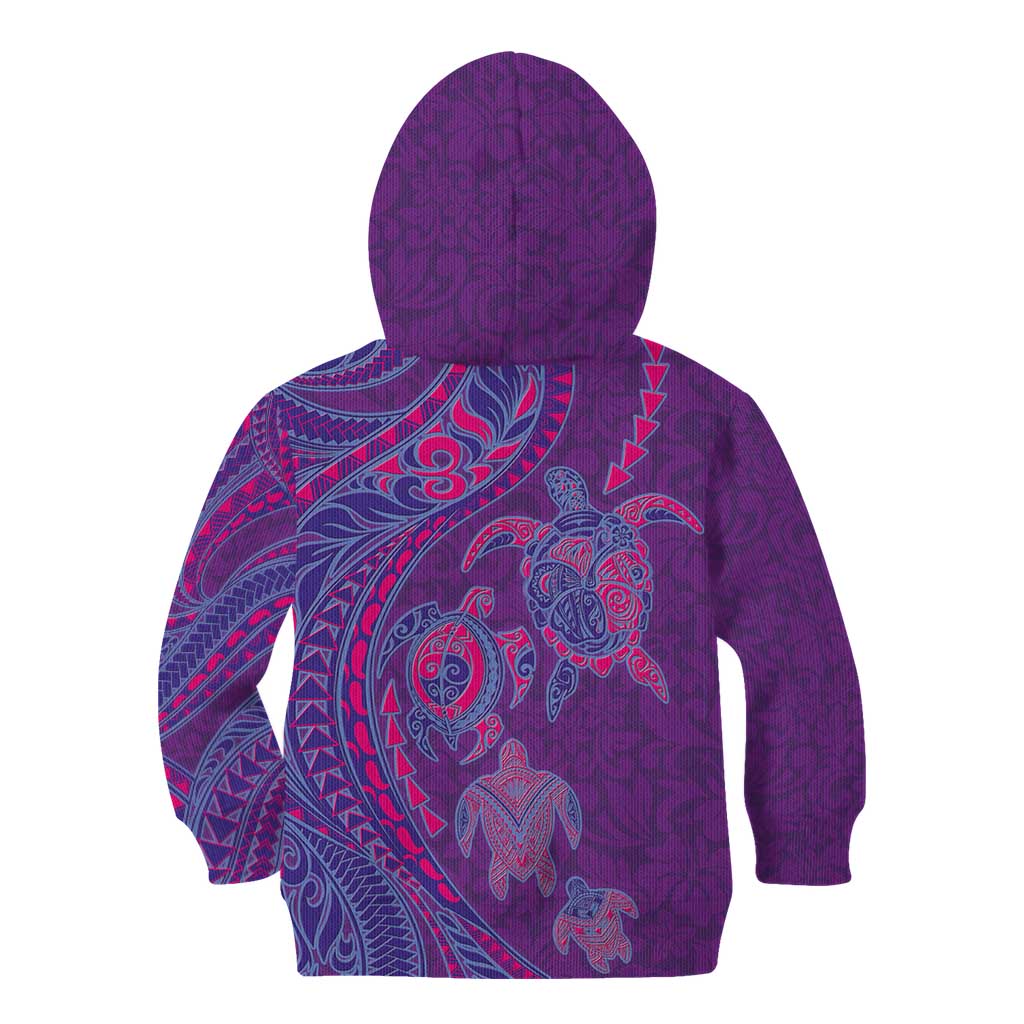 Hawaiian Turtles and Polynesian Art Tattoo Kid Hoodie Dusky Violet
