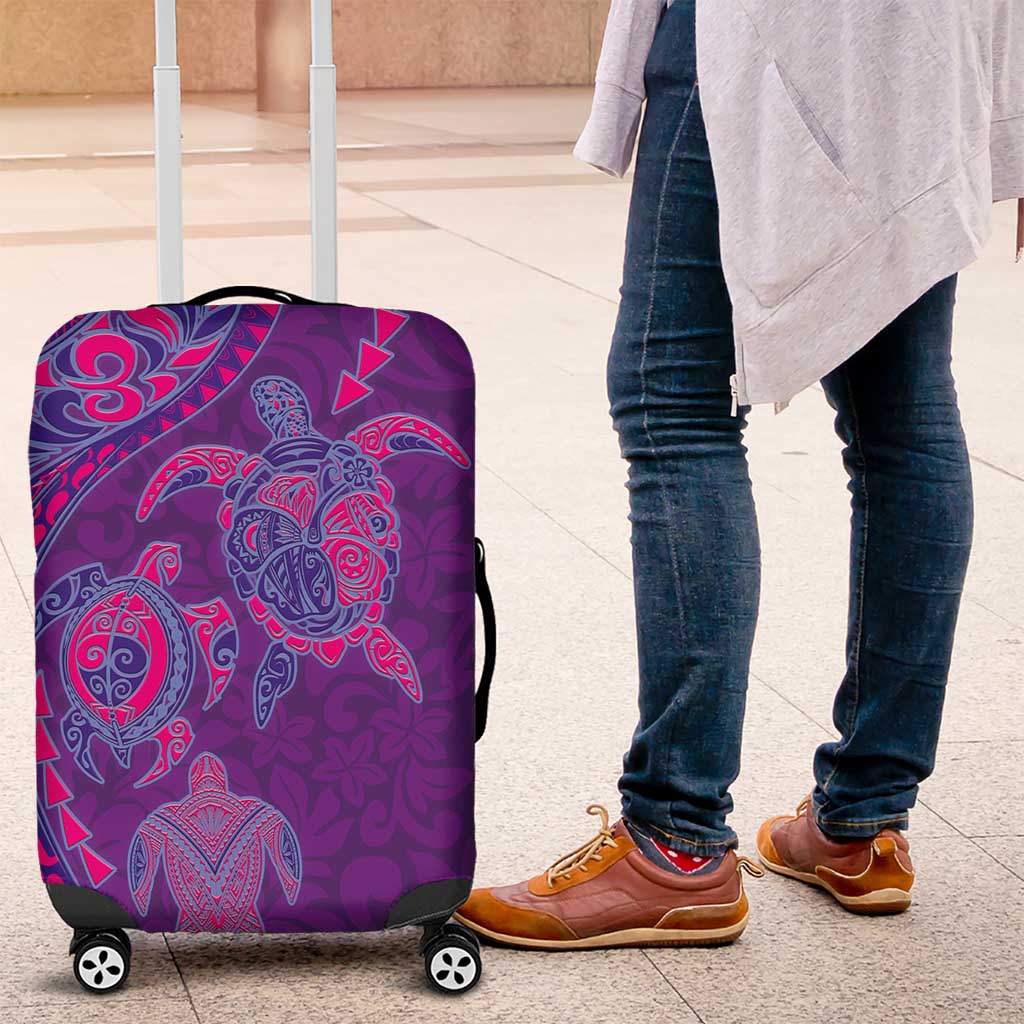 Hawaiian Turtles and Polynesian Art Tattoo Luggage Cover Dusky Violet