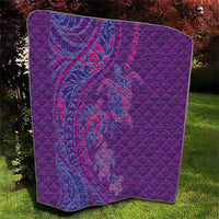 Hawaiian Turtles and Polynesian Art Tattoo Quilt Dusky Violet