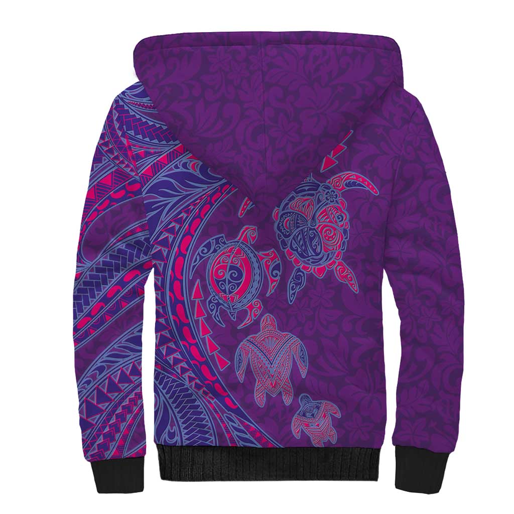 Hawaiian Turtles and Polynesian Art Tattoo Sherpa Hoodie Dusky Violet LT03 - Polynesian Pride