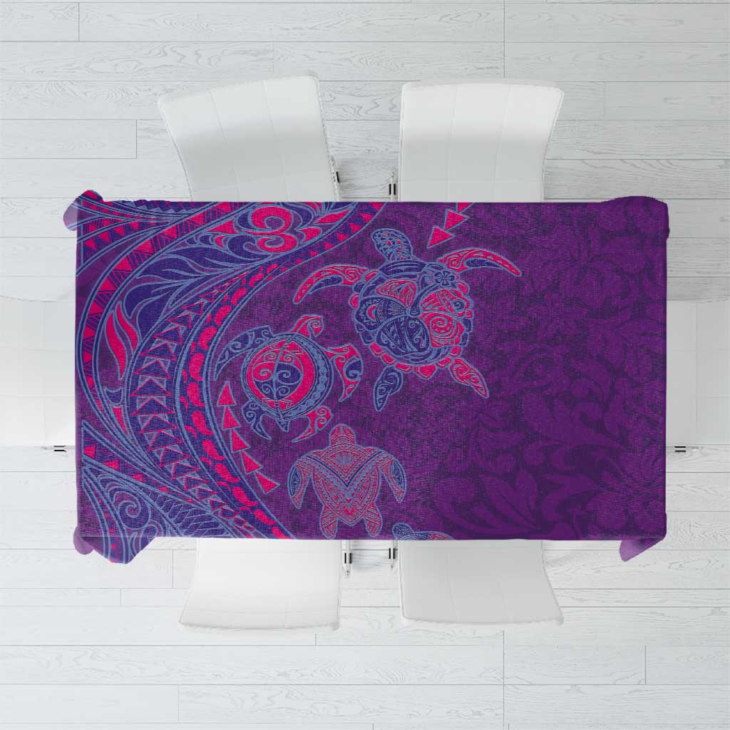 Hawaiian Turtles and Polynesian Art Tattoo Tablecloth Dusky Violet LT03 Purple - Polynesian Pride