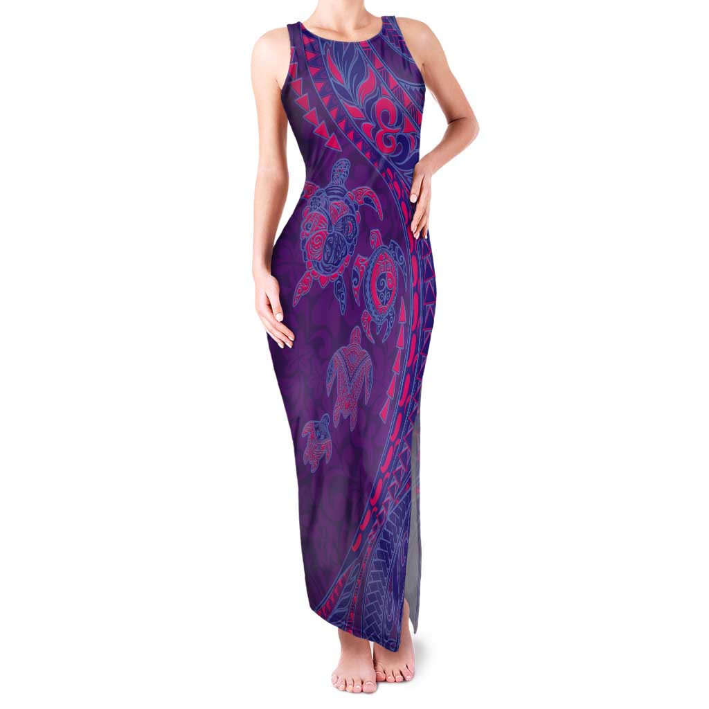 Hawaiian Turtles and Polynesian Art Tattoo Tank Maxi Dress Dusky Violet