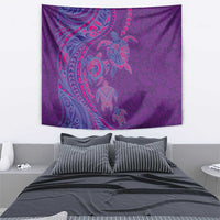 Hawaiian Turtles and Polynesian Art Tattoo Tapestry Dusky Violet