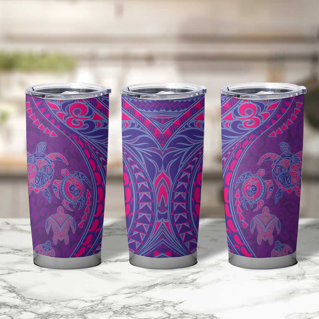 Hawaiian Turtles and Polynesian Art Tattoo Tumbler Cup Dusky Violet