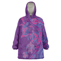 Hawaiian Turtles and Polynesian Art Tattoo Wearable Blanket Hoodie Dusky Violet LT03 One Size Purple - Polynesian Pride