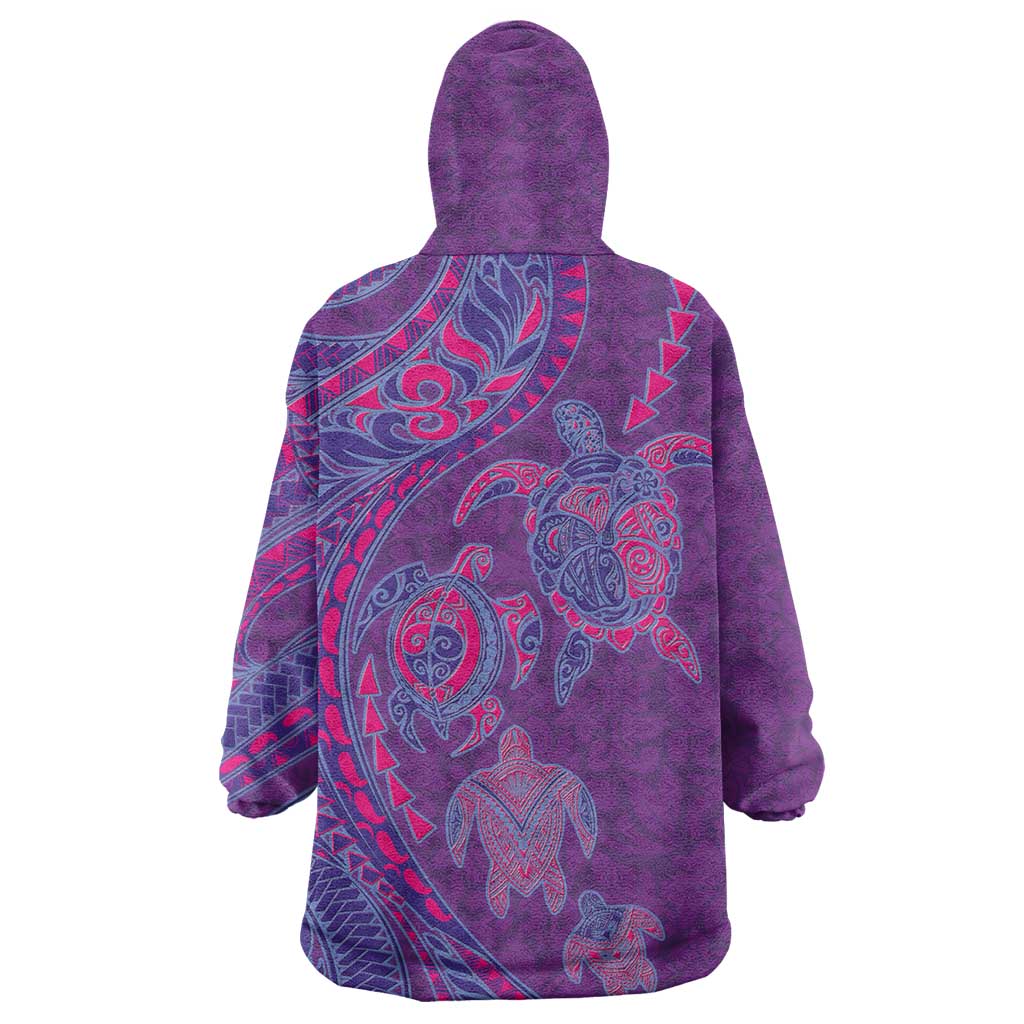 Hawaiian Turtles and Polynesian Art Tattoo Wearable Blanket Hoodie Dusky Violet LT03 - Polynesian Pride