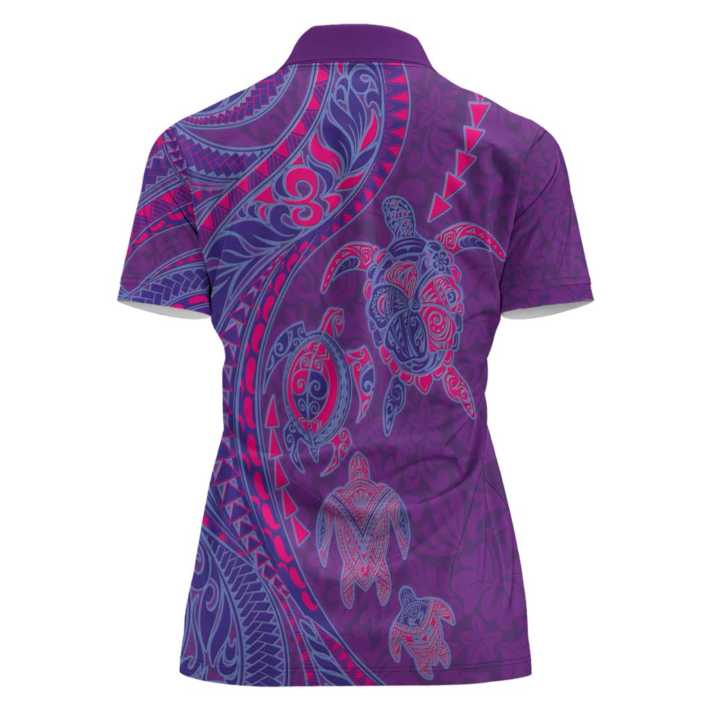 Hawaiian Turtles and Polynesian Art Tattoo Women Polo Shirt Dusky Violet