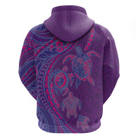 Hawaiian Turtles and Polynesian Art Tattoo Zip Hoodie Dusky Violet
