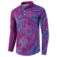 Hawaiian Turtles and Polynesian Art Tattoo Button Sweatshirt Cerise LT03 - Polynesian Pride