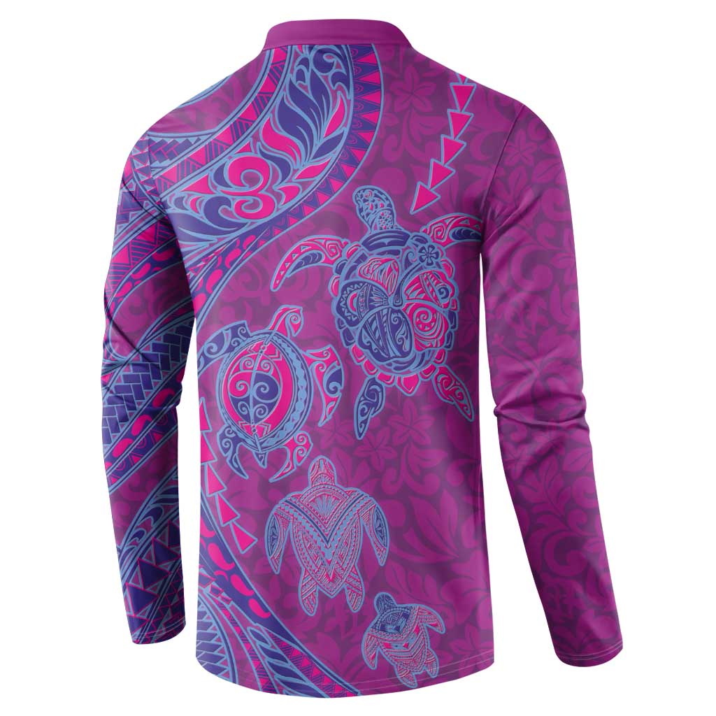 Hawaiian Turtles and Polynesian Art Tattoo Button Sweatshirt Cerise LT03 - Polynesian Pride