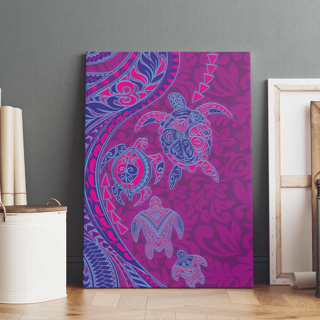 Hawaiian Turtles and Polynesian Art Tattoo Canvas Wall Art Cerise LT03 - Polynesian Pride