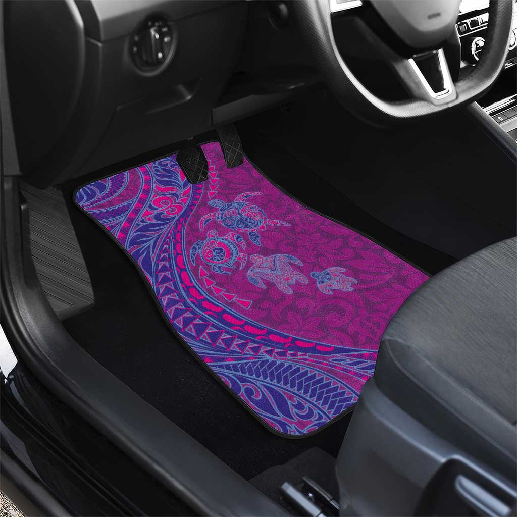 Hawaiian Turtles and Polynesian Art Tattoo Car Mats Cerise