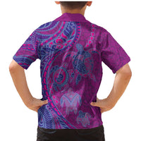 Hawaiian Turtles and Polynesian Art Tattoo Family Matching Mermaid Dress and Hawaiian Shirt Cerise