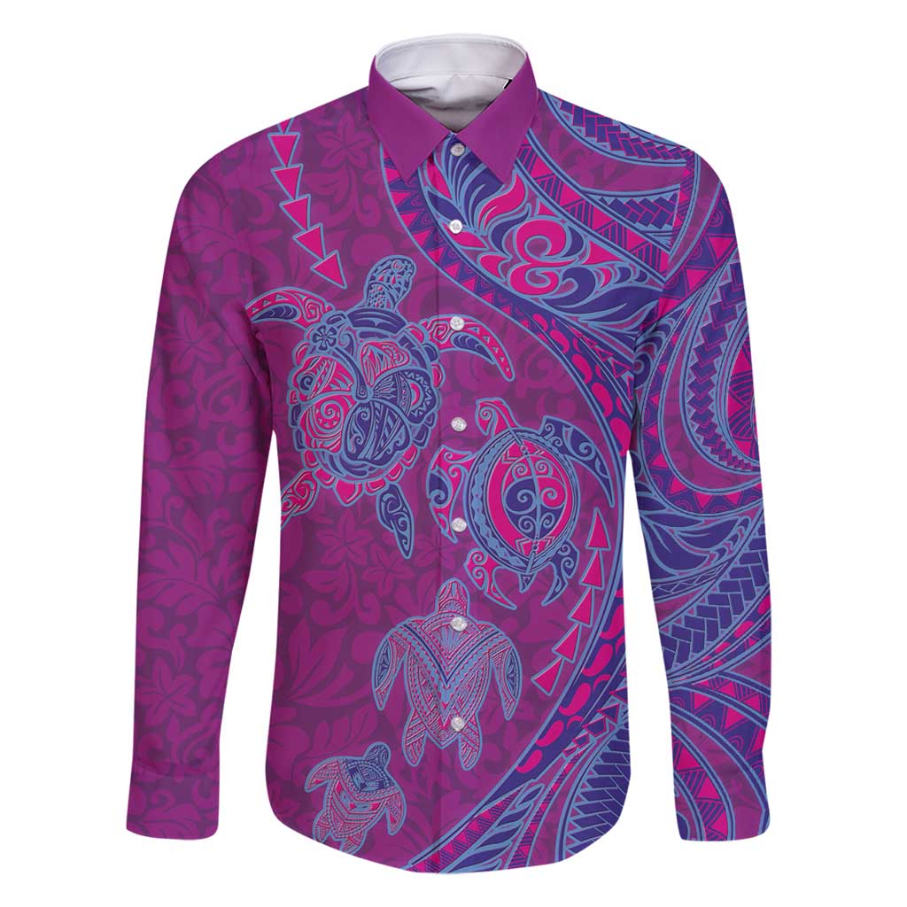 Hawaiian Turtles and Polynesian Art Tattoo Family Matching Mermaid Dress and Hawaiian Shirt Cerise