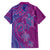 Hawaiian Turtles and Polynesian Art Tattoo Family Matching Off The Shoulder Long Sleeve Dress and Hawaiian Shirt Cerise