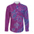 Hawaiian Turtles and Polynesian Art Tattoo Family Matching Off The Shoulder Long Sleeve Dress and Hawaiian Shirt Cerise