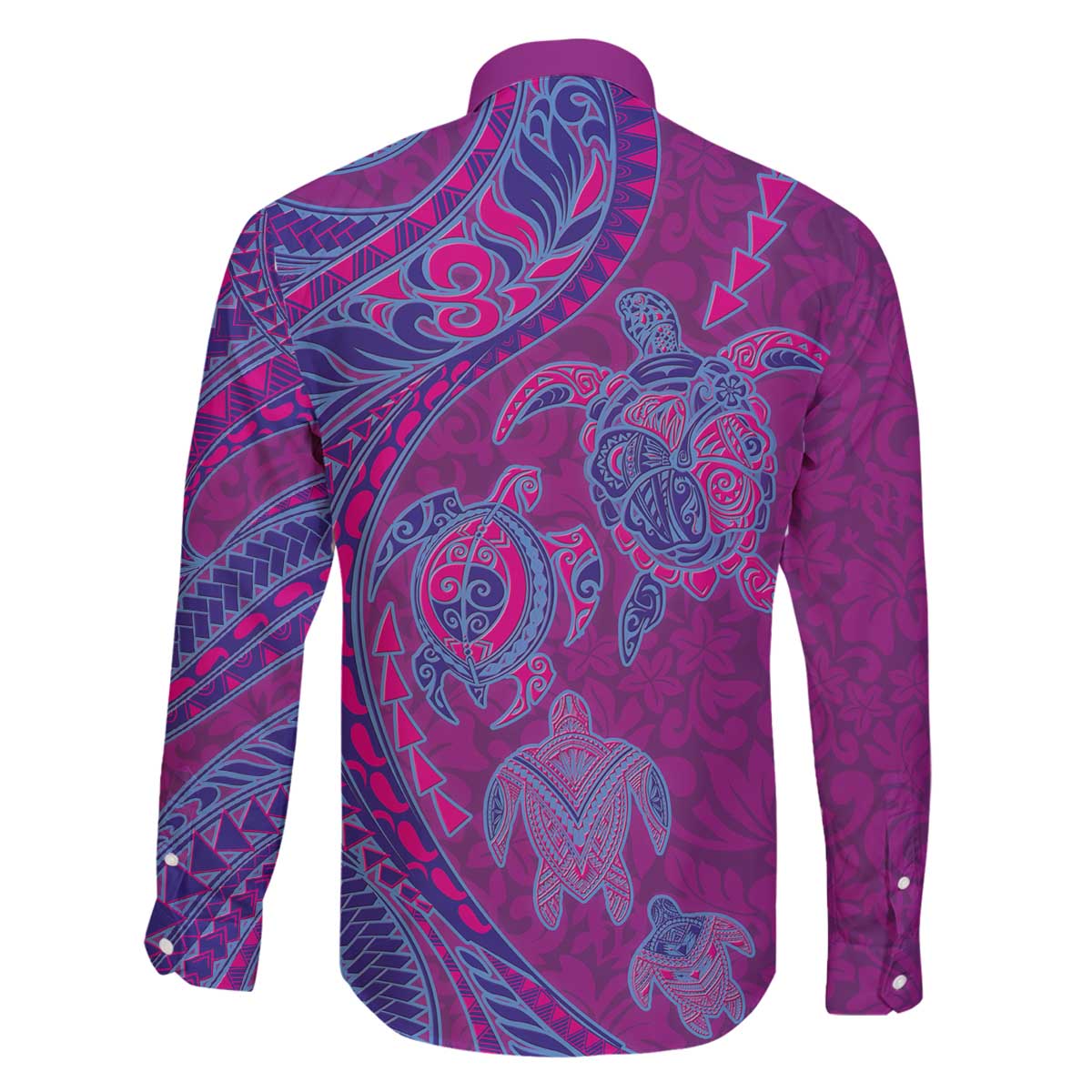 Hawaiian Turtles and Polynesian Art Tattoo Family Matching Off The Shoulder Long Sleeve Dress and Hawaiian Shirt Cerise