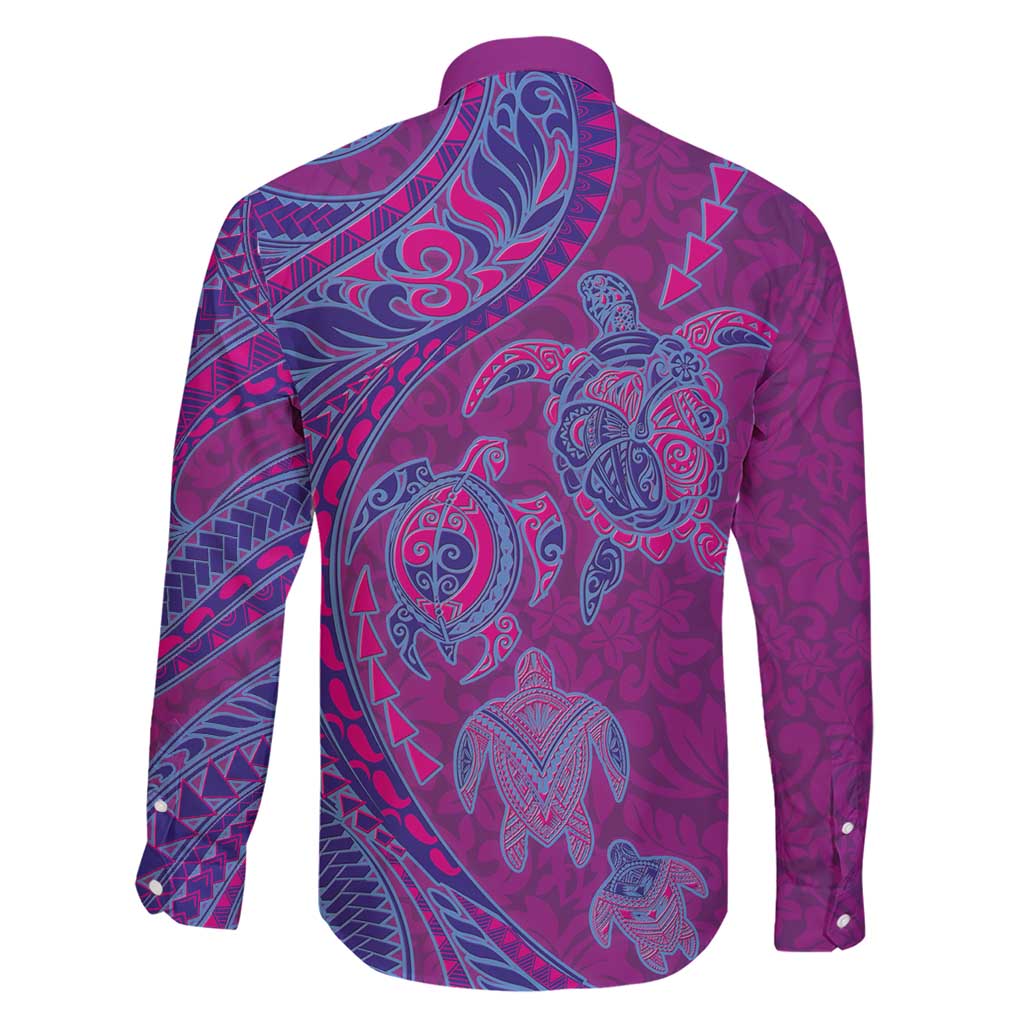 Hawaiian Turtles and Polynesian Art Tattoo Family Matching Short Sleeve Bodycon Dress and Hawaiian Shirt Cerise