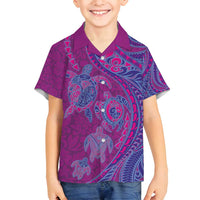 Hawaiian Turtles and Polynesian Art Tattoo Family Matching Summer Maxi Dress and Hawaiian Shirt Cerise