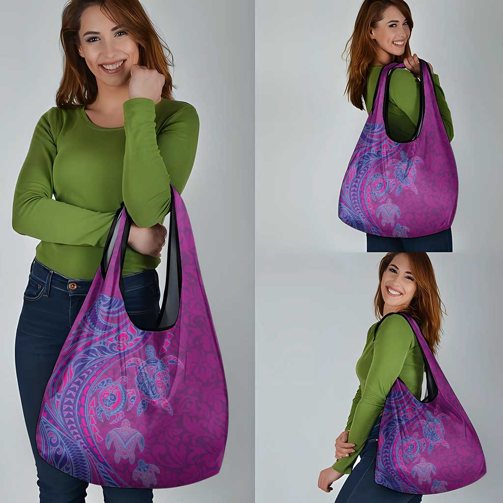 Hawaiian Turtles and Polynesian Art Tattoo Grocery Bag Cerise LT03 - Polynesian Pride
