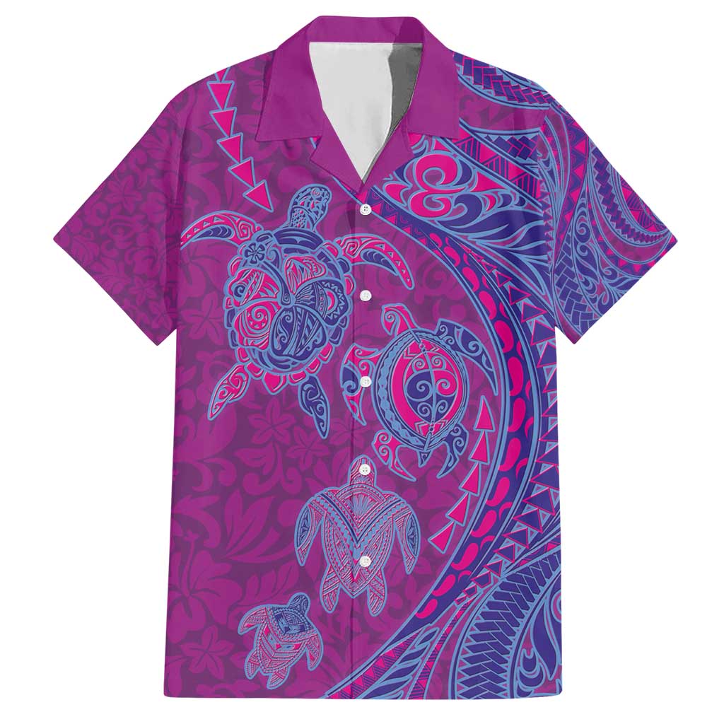 Hawaiian Turtles and Polynesian Art Tattoo Hawaiian Shirt Cerise LT03 Pink - Polynesian Pride