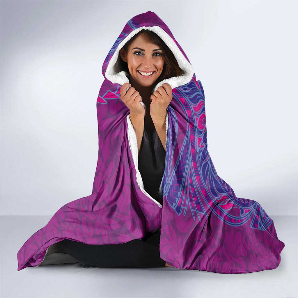 Hawaiian Turtles and Polynesian Art Tattoo Hooded Blanket Cerise LT03 - Polynesian Pride