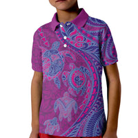 Hawaiian Turtles and Polynesian Art Tattoo Kid Polo Shirt Cerise