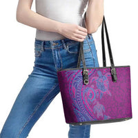 Hawaiian Turtles and Polynesian Art Tattoo Leather Tote Bag Cerise