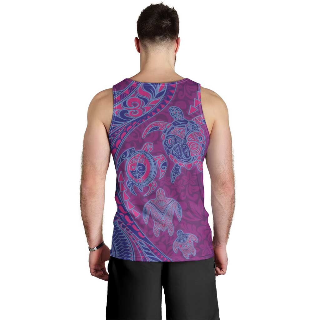 Hawaiian Turtles and Polynesian Art Tattoo Men Tank Top Cerise LT03 - Polynesian Pride