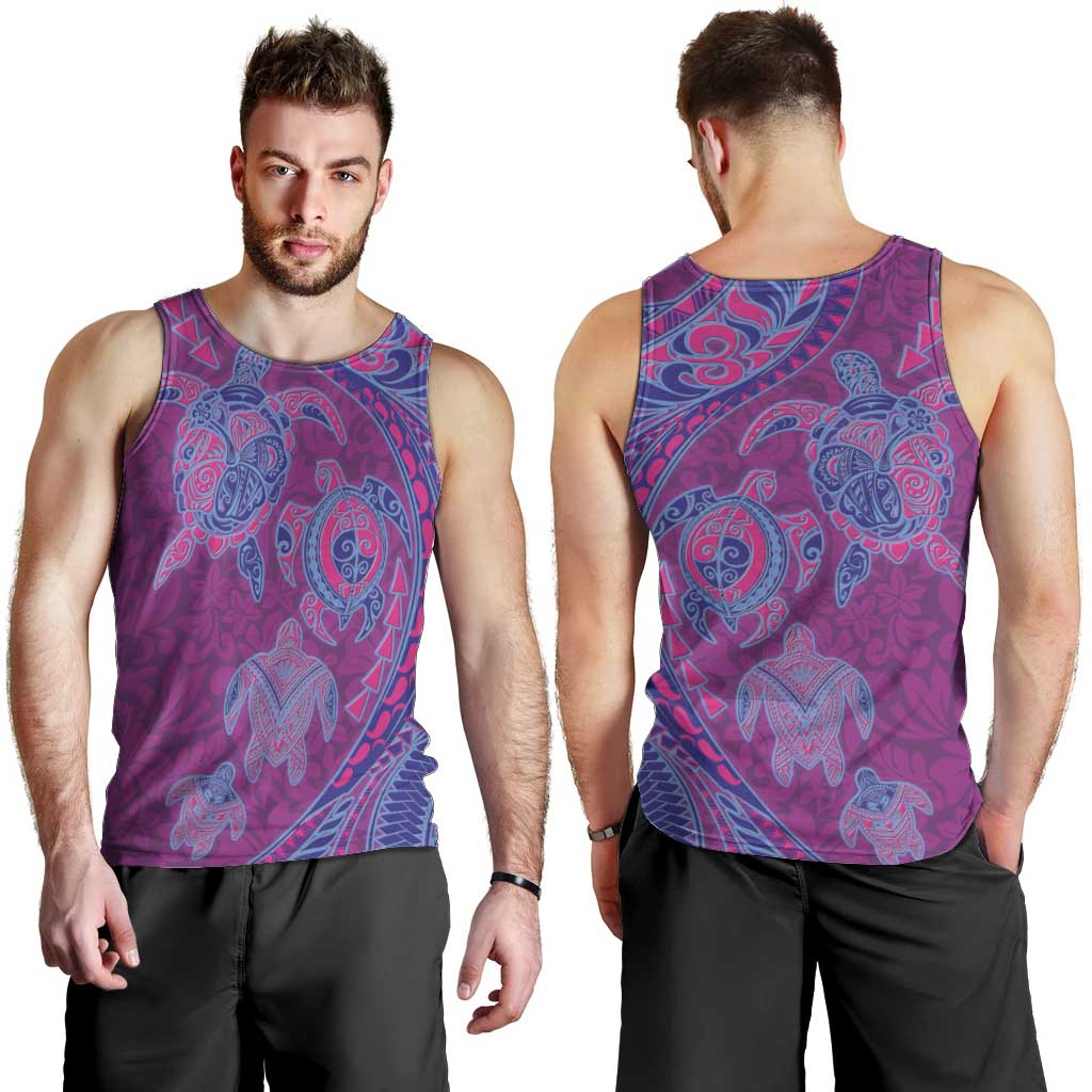 Hawaiian Turtles and Polynesian Art Tattoo Men Tank Top Cerise LT03 - Polynesian Pride