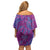 Hawaiian Turtles and Polynesian Art Tattoo Off Shoulder Short Dress Cerise