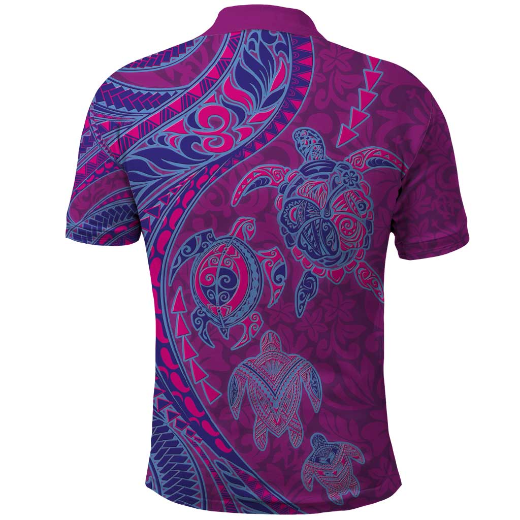 Hawaiian Turtles and Polynesian Art Tattoo Polo Shirt Cerise