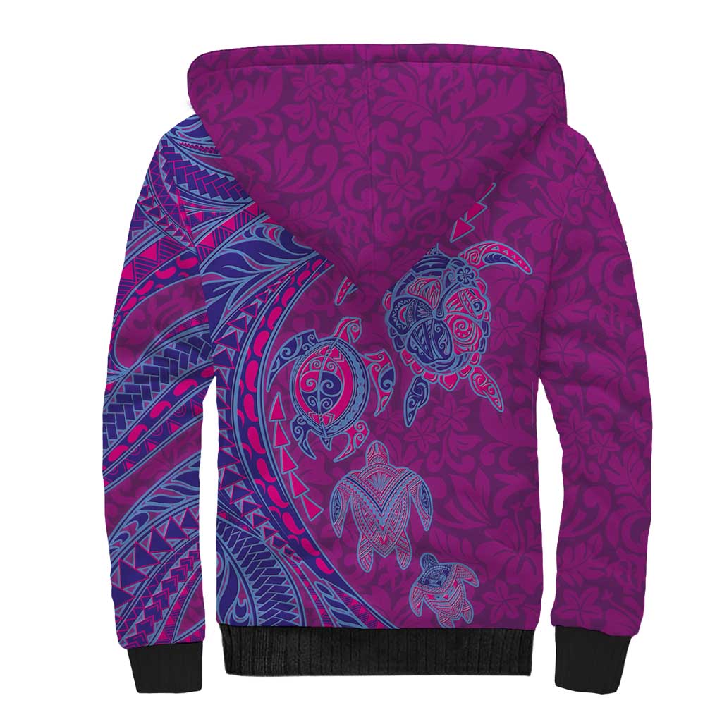 Hawaiian Turtles and Polynesian Art Tattoo Sherpa Hoodie Cerise LT03 - Polynesian Pride