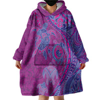 Hawaiian Turtles and Polynesian Art Tattoo Wearable Blanket Hoodie Cerise LT03 - Polynesian Pride