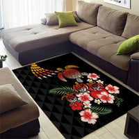 Hawaiian Hibiscus Turtle and Tropical Flower Area Rug Dynamic Vibe