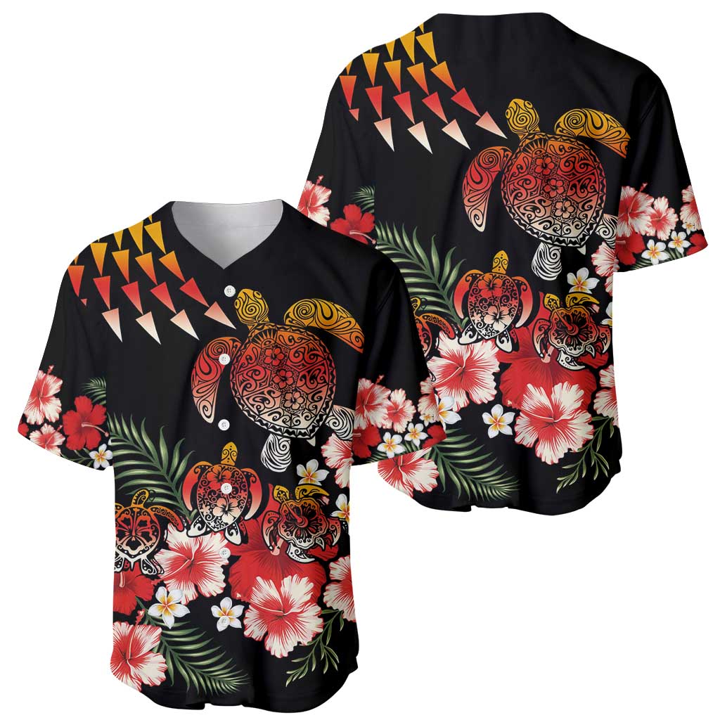 Hawaiian Hibiscus Turtle and Tropical Flower Baseball Jersey Dynamic Vibe