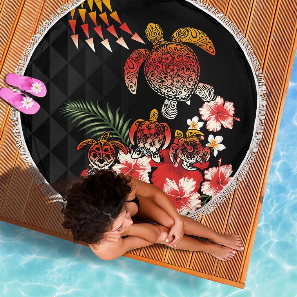 Hawaiian Hibiscus Turtle and Tropical Flower Beach Blanket Dynamic Vibe LT03 - Polynesian Pride