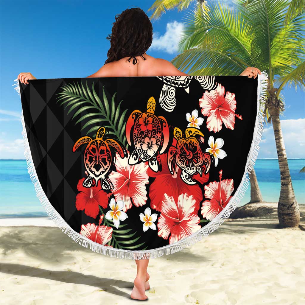 Hawaiian Hibiscus Turtle and Tropical Flower Beach Blanket Dynamic Vibe LT03 - Polynesian Pride