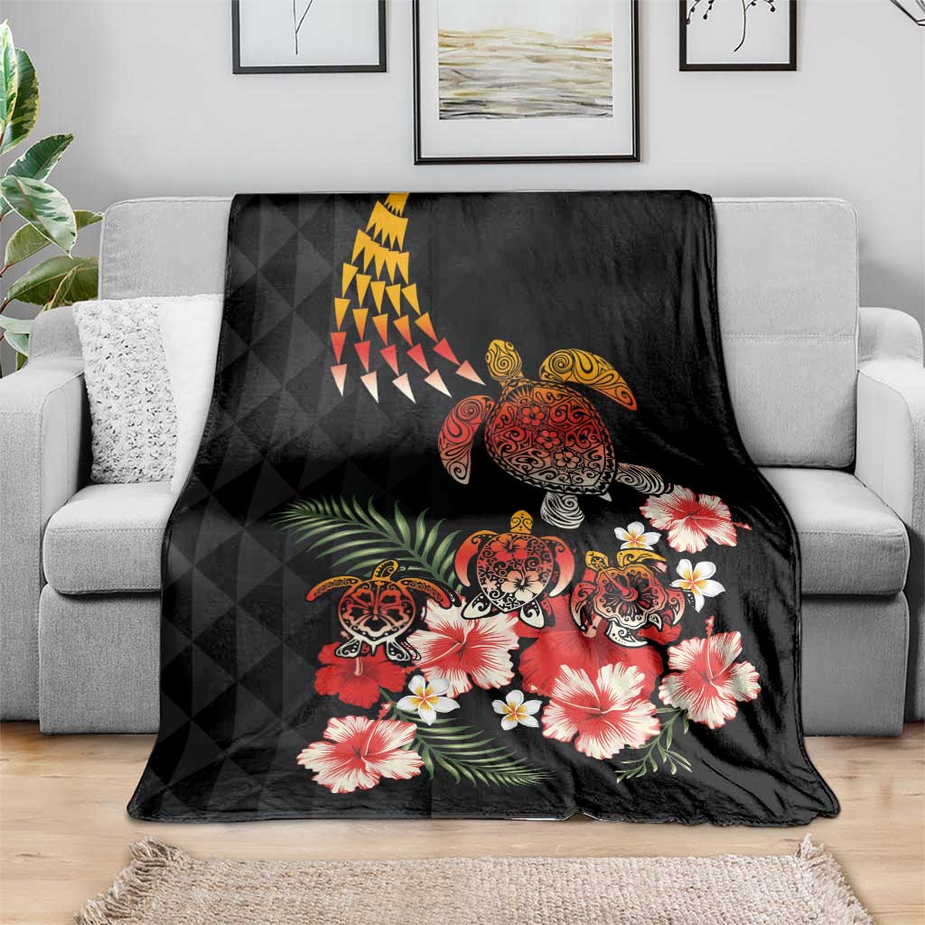 Hawaiian Hibiscus Turtle and Tropical Flower Blanket Dynamic Vibe LT03 - Polynesian Pride