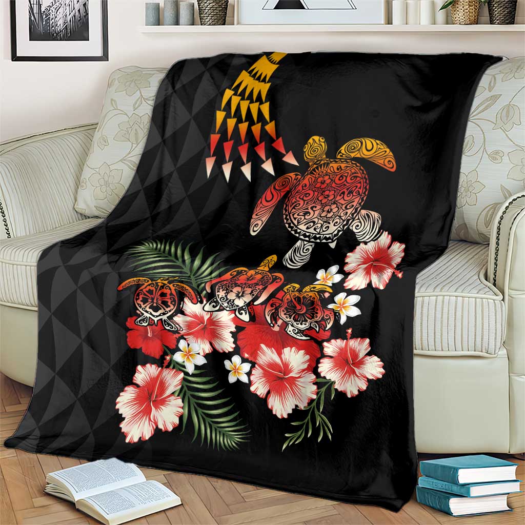 Hawaiian Hibiscus Turtle and Tropical Flower Blanket Dynamic Vibe LT03 - Polynesian Pride